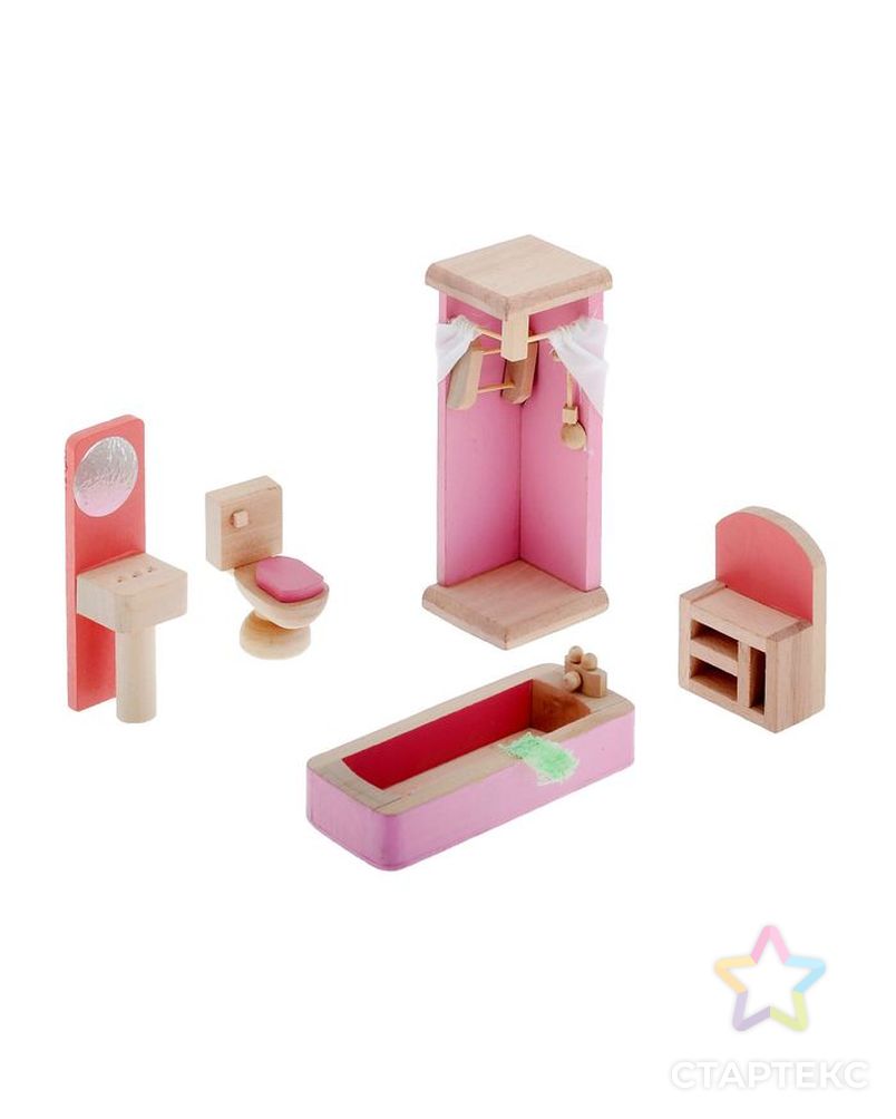 Мебель кукольная "Ванная комната" 5 предметов, в пакете арт. СМЛ-25487-1-СМЛ1015067 1