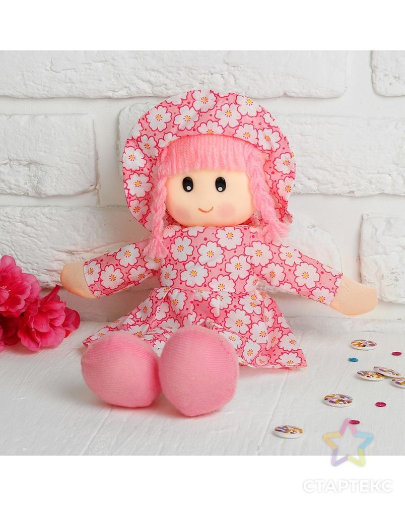 Мягкая игрушка кукла в шляпке и платьишке, цвета МИКС арт. СМЛ-103570-1-СМЛ0001016981 1