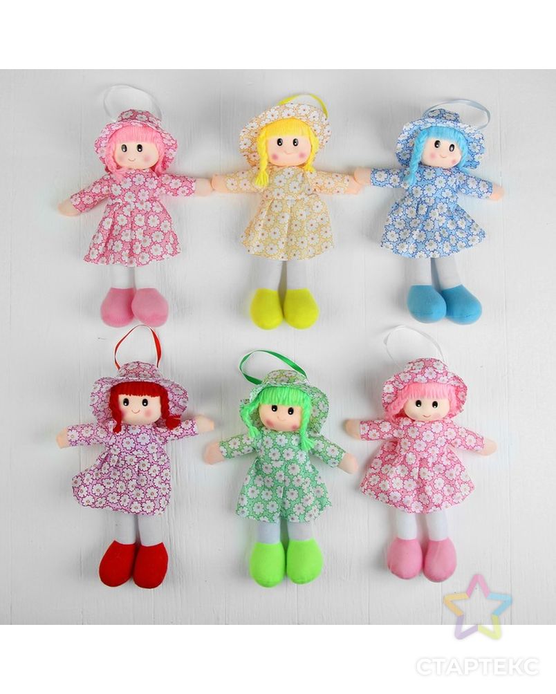 Мягкая игрушка кукла в шляпке и платьишке, цвета МИКС арт. СМЛ-103570-1-СМЛ0001016981 3
