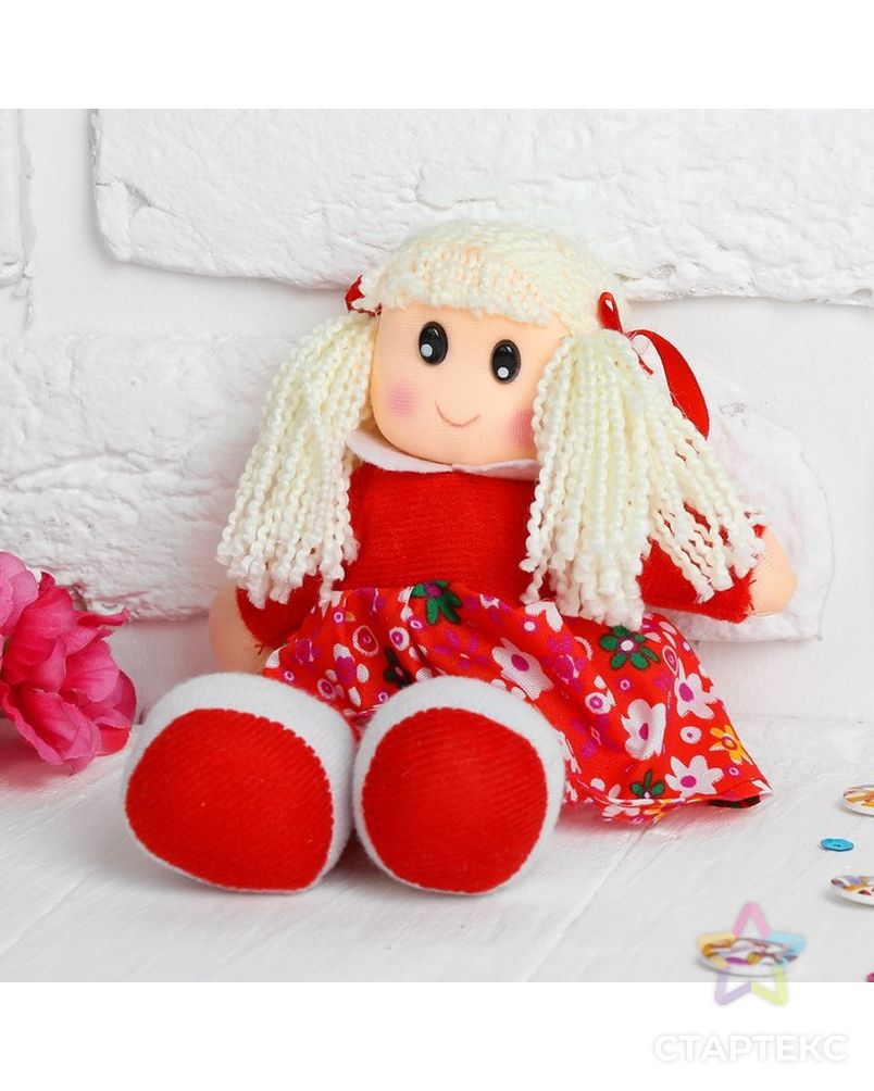 Мягкая кукла в платьишке, цвета МИКС арт. СМЛ-103577-1-СМЛ0001016984 1