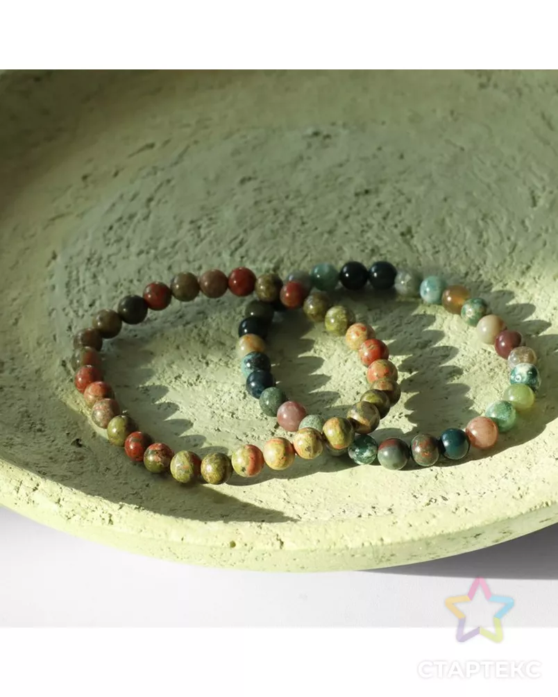 Набор браслетов 2 шт. шар №6 «Яшма и Унакит» арт. СМЛ-267543-1-СМЛ0010221965 - рис. 1