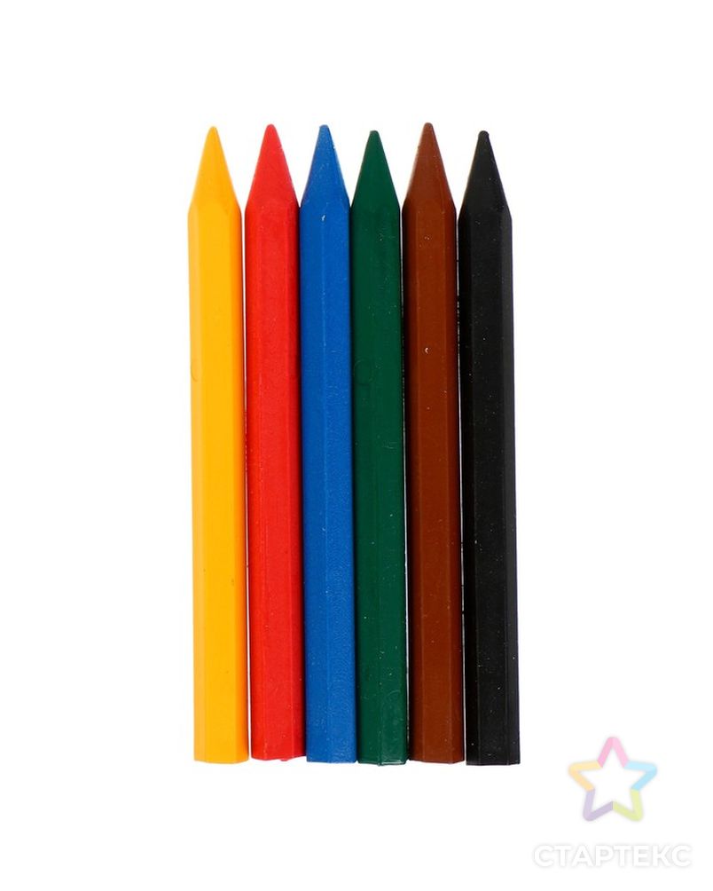 Мелки восковые 6 цветов ZOO, шестигранные арт. СМЛ-176586-1-СМЛ0001026768 2