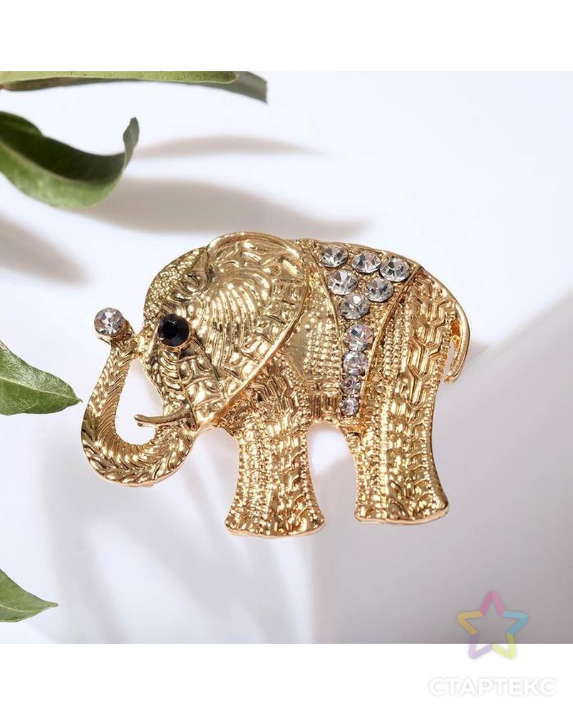 Брошь "Слон индийский", цвет белый в золоте арт. СМЛ-172791-1-СМЛ0000102681 1