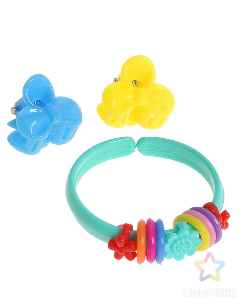 Комплект детский "Выбражулька" 3 предмета: 2 крабика, браслет, бантик, цвет МИКС арт. СМЛ-244-1-СМЛ1035345