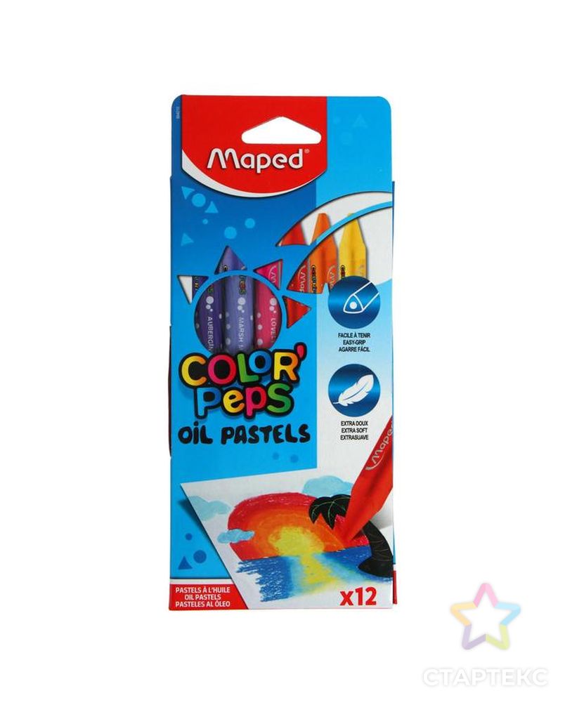 Пастель масляная детская 12 цветов, Maped OIL PASTEL, треугольный корпус арт. СМЛ-206607-1-СМЛ0001040799 2
