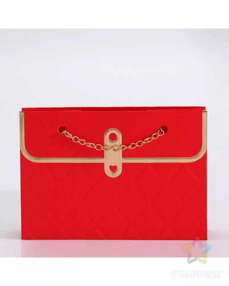 Пакет для цветов, ручка цепь, "Красный", с золотым тиснением, 15 х 10,5 х 10 см арт. СМЛ-269408-1-СМЛ0010553591 - рис. 4