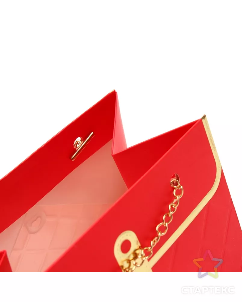 Пакет для цветов, ручка цепь, "Красный", с золотым тиснением, 15 х 10,5 х 10 см арт. СМЛ-269408-1-СМЛ0010553591 - рис. 5