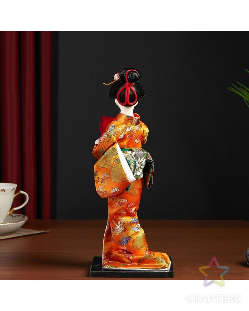 Кукла коллекционная "Гейша в оранжевом кимоно с веером" арт. СМЛ-104124-1-СМЛ0001062511 4