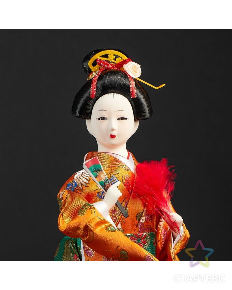 Кукла коллекционная "Гейша в оранжевом кимоно с веером" арт. СМЛ-104124-1-СМЛ0001062511 7