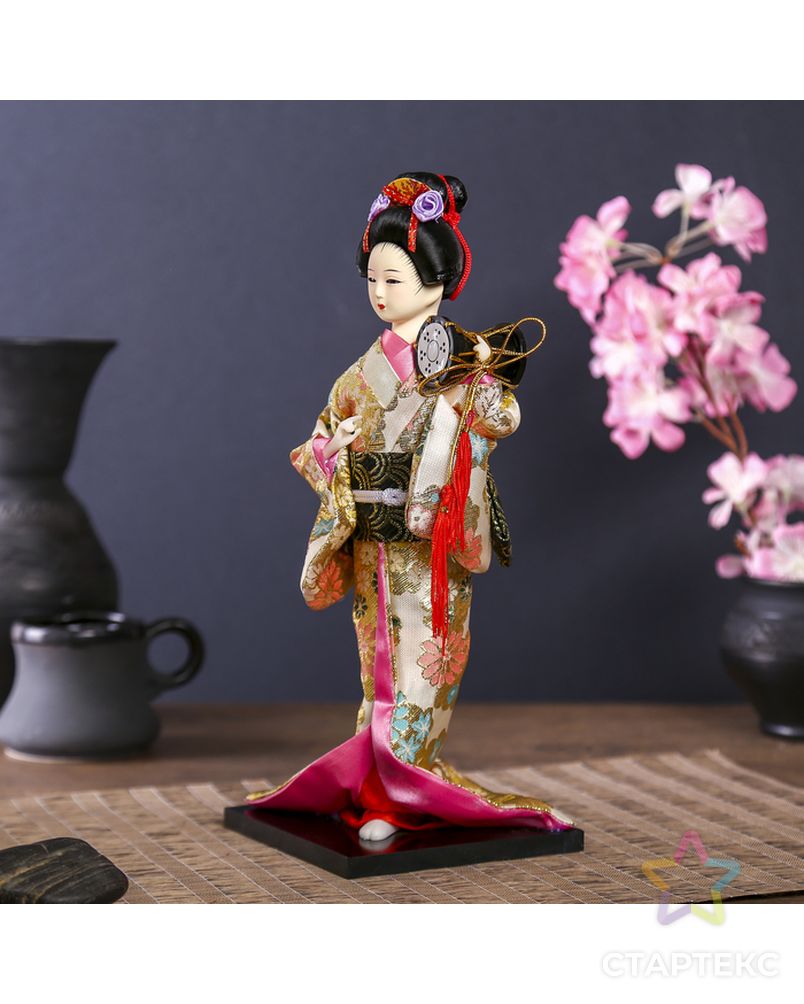 Кукла коллекционная "Гейша в шелковом кимоно с барабаном" арт. СМЛ-104125-1-СМЛ0001062512 2