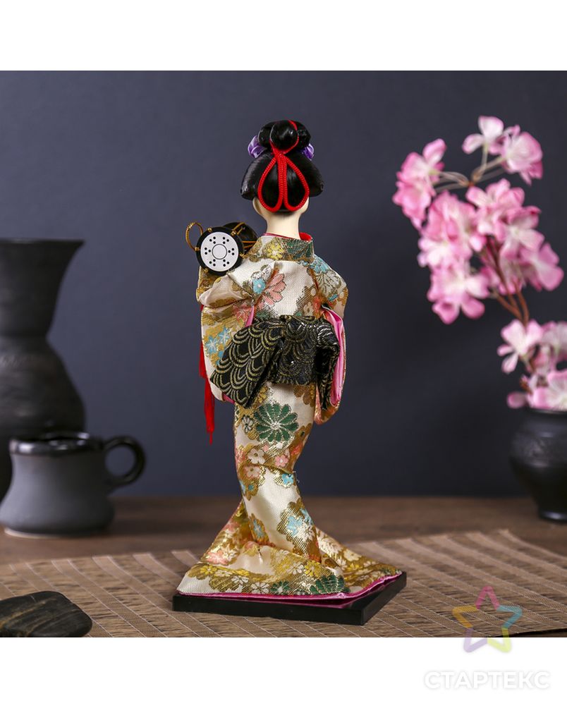 Кукла коллекционная "Гейша в шелковом кимоно с барабаном" арт. СМЛ-104125-1-СМЛ0001062512 4