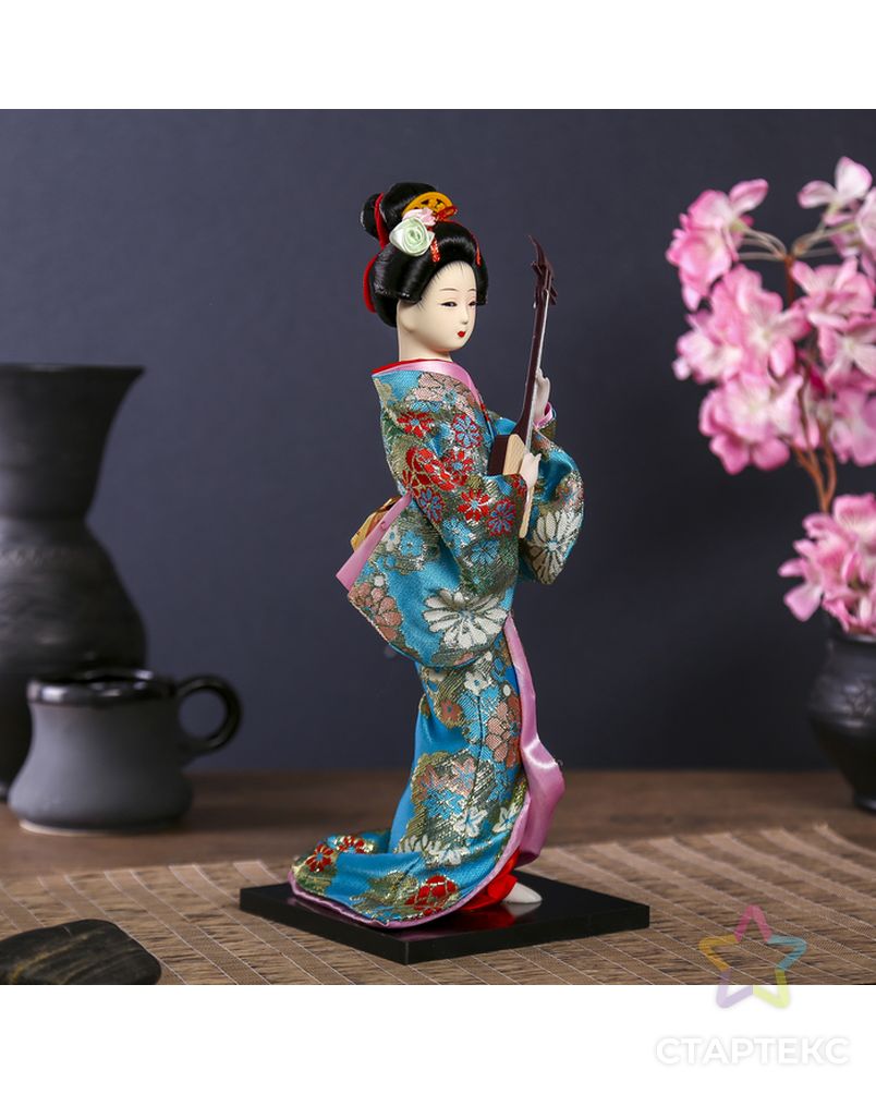 Кукла коллекционная "Гейша в цветочном кимоно с музыкальным инструментом" арт. СМЛ-104130-1-СМЛ0001062514 2