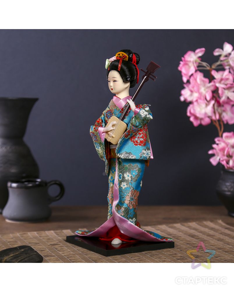 Кукла коллекционная "Гейша в цветочном кимоно с музыкальным инструментом" арт. СМЛ-104130-1-СМЛ0001062514 3