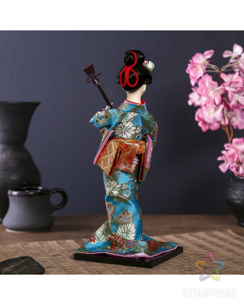 Кукла коллекционная "Гейша в цветочном кимоно с музыкальным инструментом" арт. СМЛ-104130-1-СМЛ0001062514 4