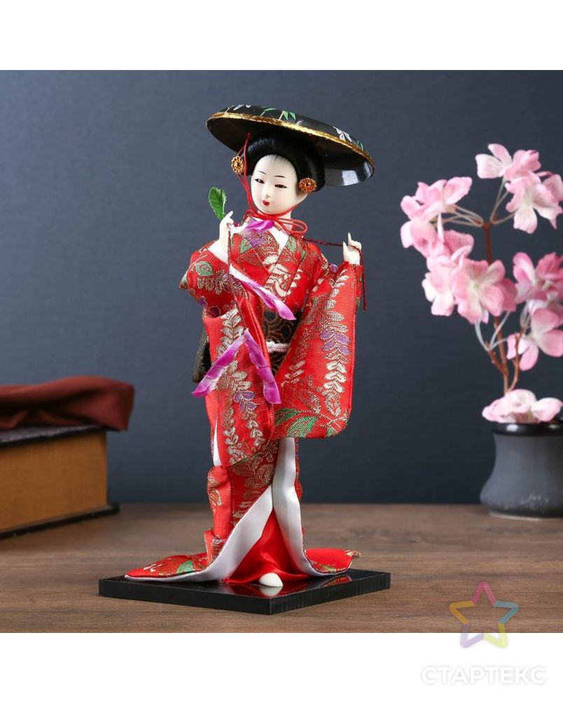 Кукла коллекционная "Японка с цветочной ветвью и в шляпе" арт. СМЛ-104126-1-СМЛ0001062520 1