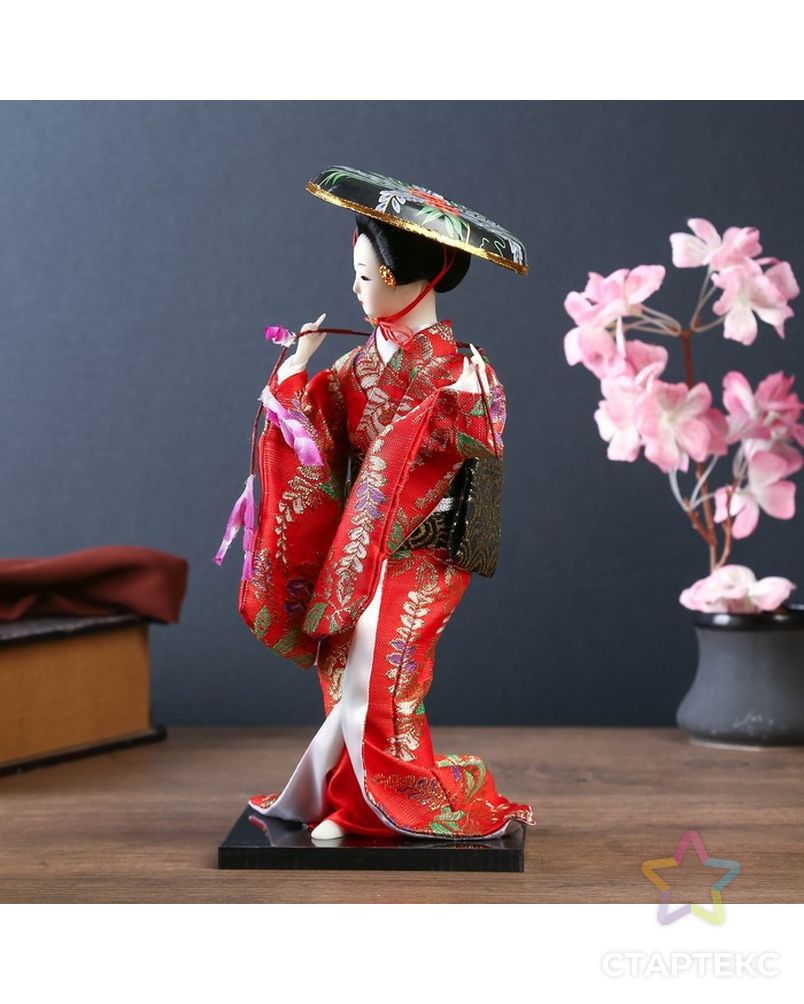 Кукла коллекционная "Японка с цветочной ветвью и в шляпе" арт. СМЛ-104126-1-СМЛ0001062520 3
