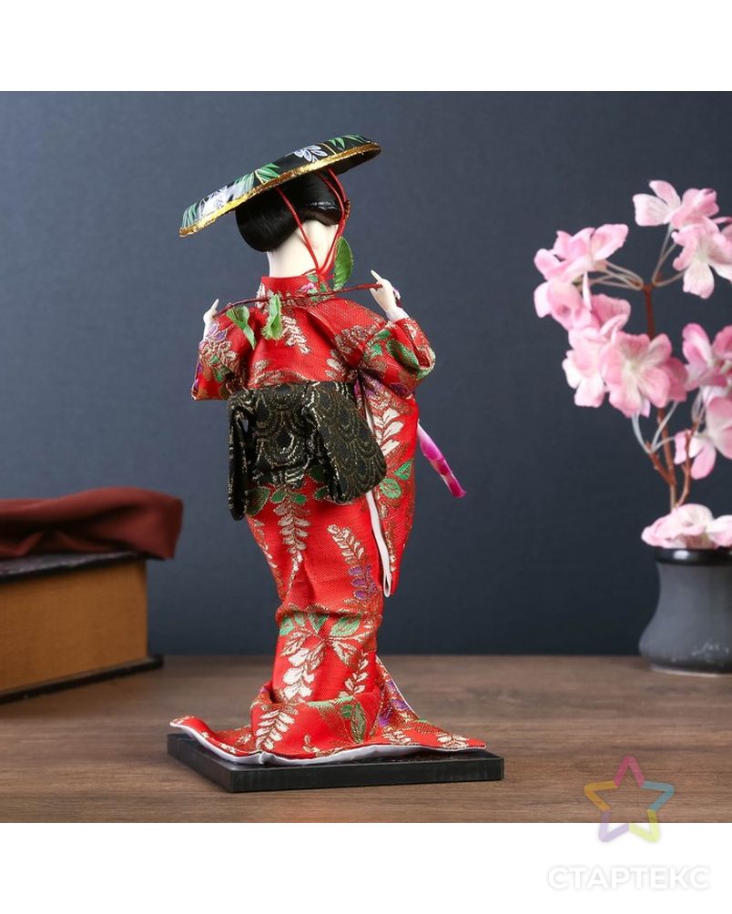 Кукла коллекционная "Японка с цветочной ветвью и в шляпе" арт. СМЛ-104126-1-СМЛ0001062520 4