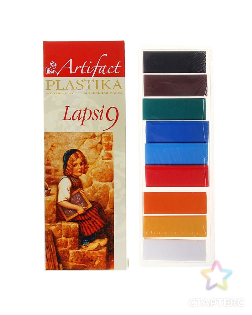 Пластика - полимерная глина набор LAPSI 9 классических цветов 180г арт. СМЛ-213805-1-СМЛ0001075474 1