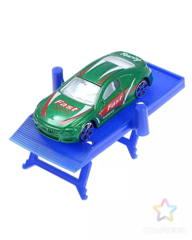Гараж трасса «Крутой вираж», 3 металлические машины, аксессуары арт. СМЛ-104307-1-СМЛ0001077182 - рис. 3