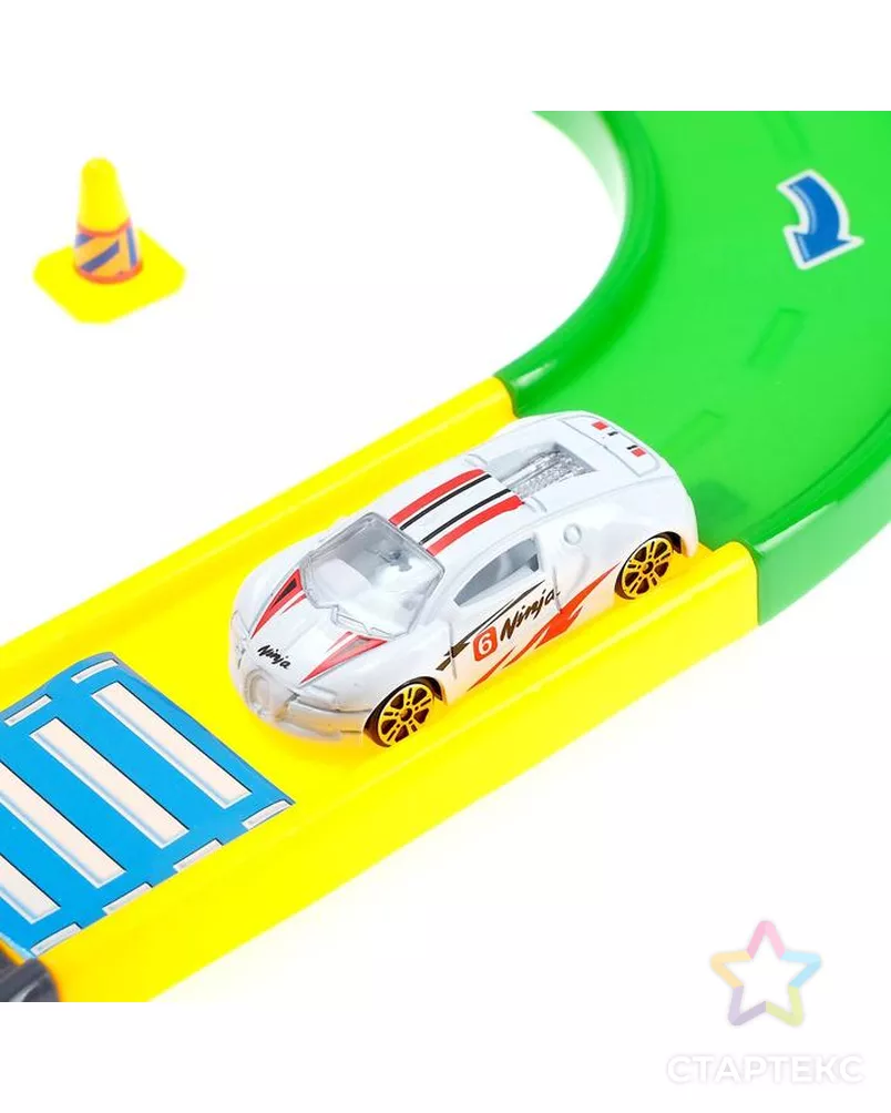 Гараж трасса «Крутой вираж», 3 металлические машины, аксессуары арт. СМЛ-104307-1-СМЛ0001077182 - рис. 4