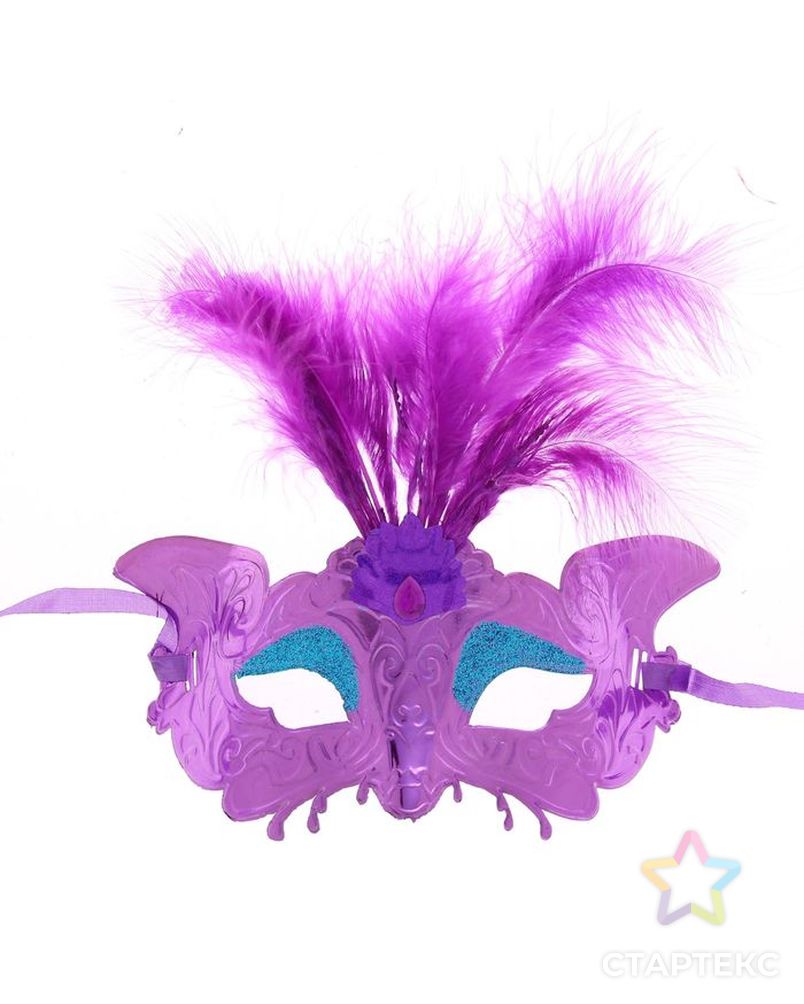 Карнавальная маска «Экзотика», с перьями, цвета МИКС арт. СМЛ-104040-1-СМЛ0001102604