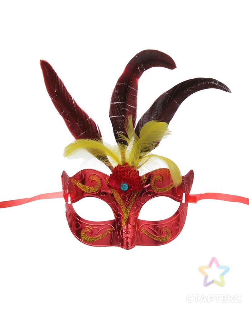 Карнавальная маска «Новинка», с перьями, цвета МИКС арт. СМЛ-104042-1-СМЛ0001102608 1
