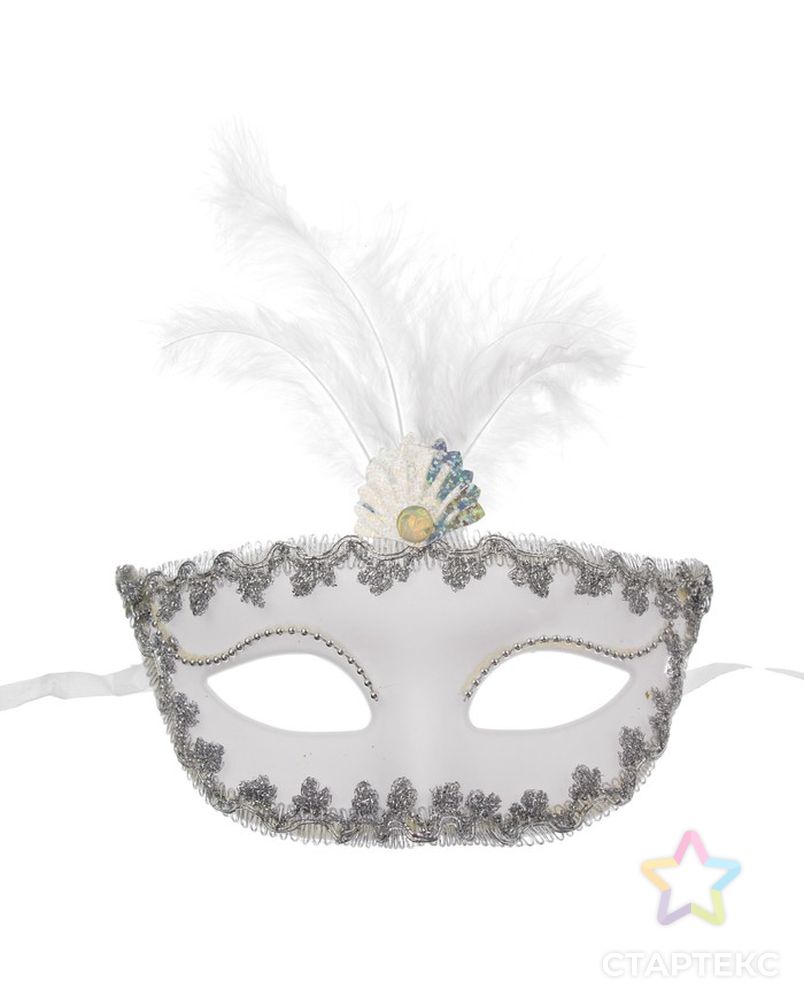 Карнавальная маска «Иней», с перьями арт. СМЛ-104039-1-СМЛ0001102610