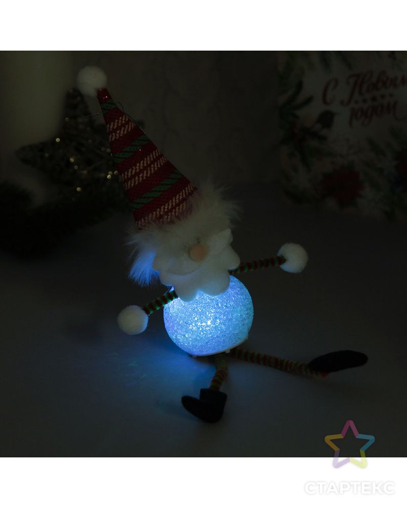 Мягкая световая игрушка "Дед Мороз в колпаке - длинные ручки и ножки" 25*5 см арт. СМЛ-104159-1-СМЛ0001102737