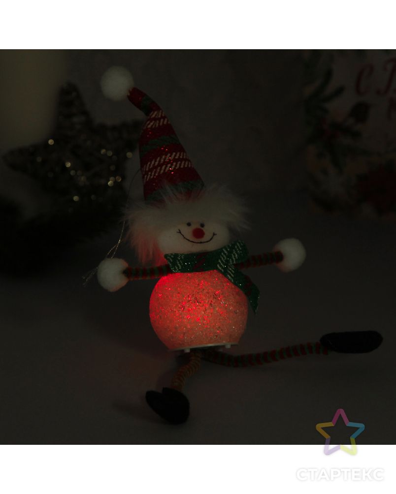 Мягкая световая игрушка "Снеговик в колпаке - длинные ручки и ножки" 25*5 см арт. СМЛ-104161-1-СМЛ0001102738 2