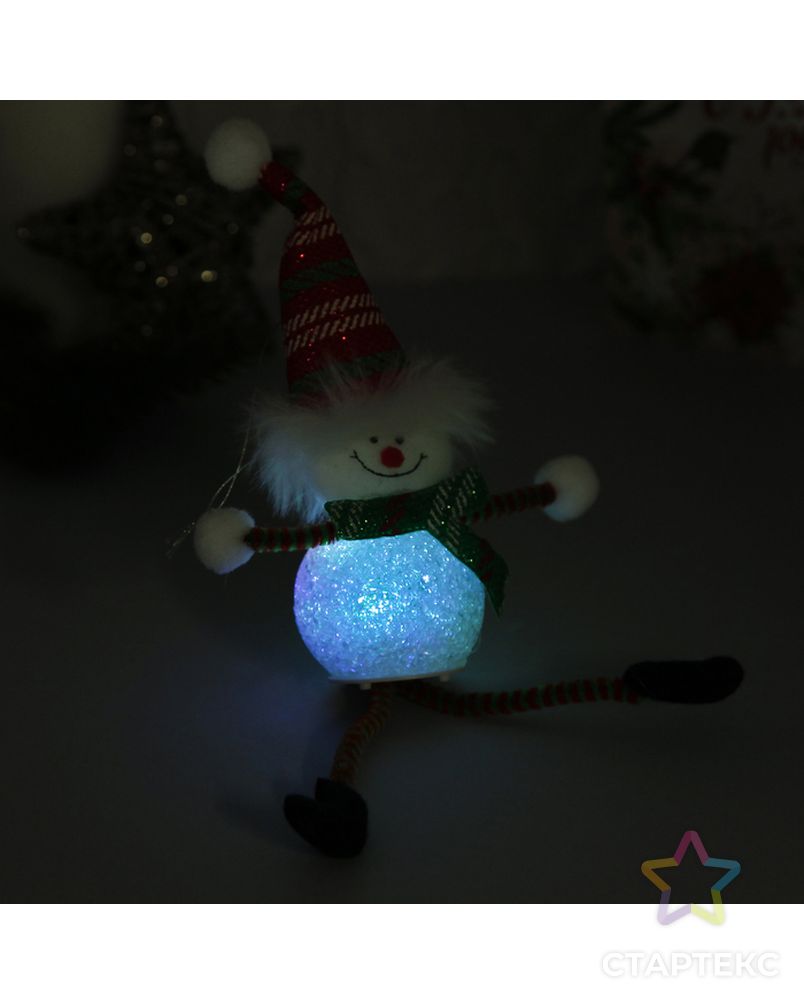 Мягкая световая игрушка "Снеговик в колпаке - длинные ручки и ножки" 25*5 см арт. СМЛ-104161-1-СМЛ0001102738 3