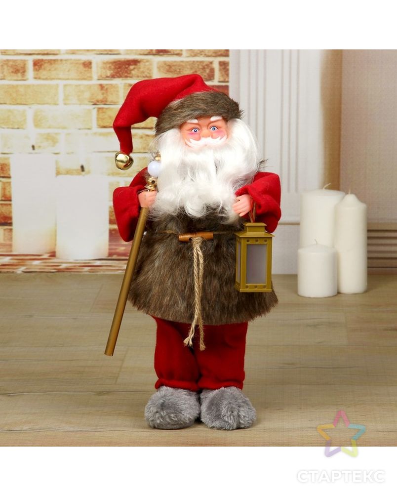 Дед Мороз, с фонарём, с подсветкой, с подсветкой, двигается, без музыки арт. СМЛ-104191-1-СМЛ0001111413 1