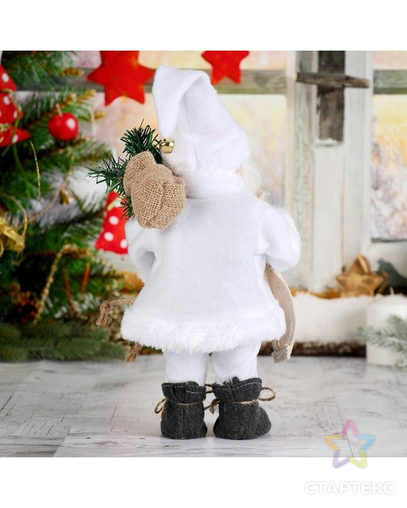 Дед мороз в белом полушубке с мешком, двигается, без музыки арт. СМЛ-104192-1-СМЛ0001111415 3