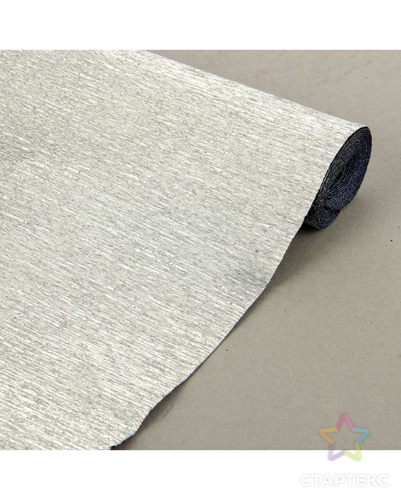 Бумага гофрированная, 802/7 "Серебро-сапфир, металл", 0,5 х 2,5 м арт. СМЛ-33223-1-СМЛ1128837 2