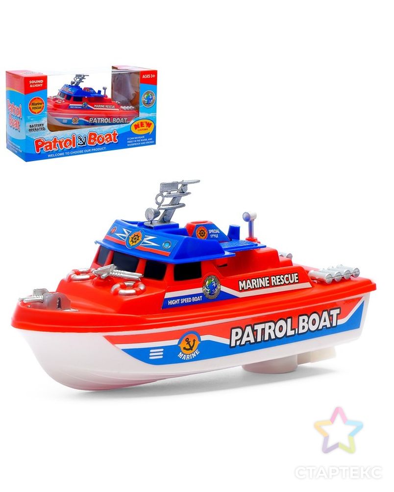 Катер «Патрульная лодка», работает от батареек, цвета МИКС. арт. СМЛ-119236-1-СМЛ0001157910 1