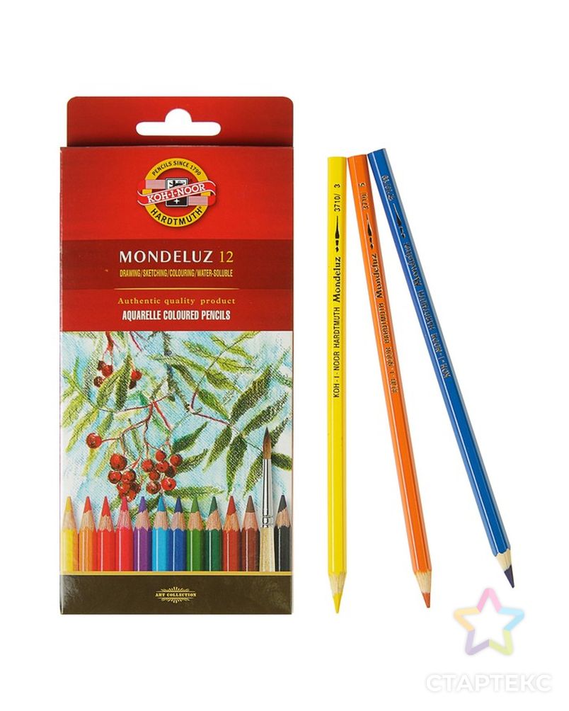 Карандаши акварельные набор 12 цветов, Koh-i-Noor Mondeluz 3716 арт. СМЛ-177237-1-СМЛ0001161799 1