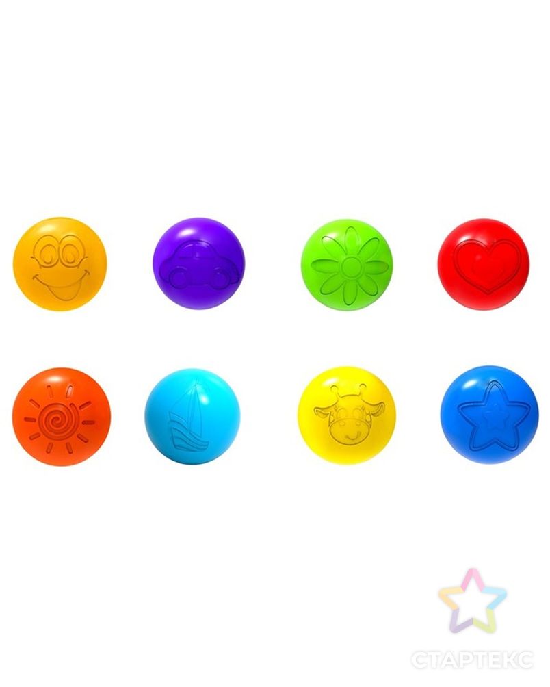 Шарики для сухого бассейна с рисунком, диаметр шара 7,5 см, набор 30 штук, разноцветные арт. СМЛ-104784-1-СМЛ0001180348 4