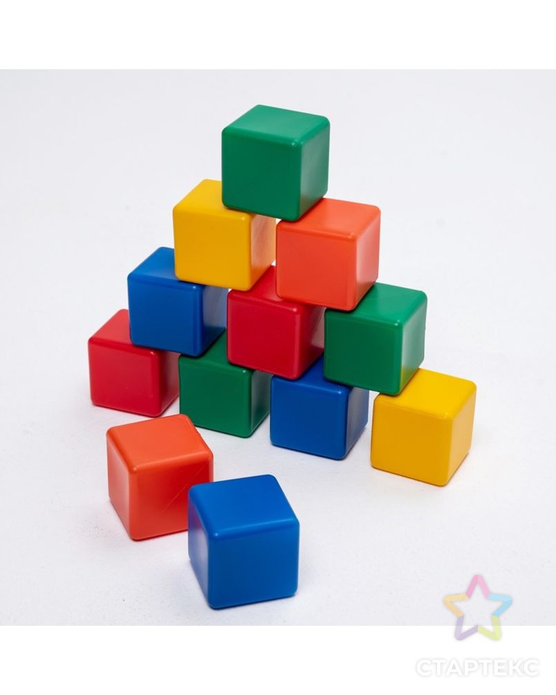 Набор цветных кубиков, 6 × 6 см, 12 штук арт. СМЛ-42085-1-СМЛ0001180367 1