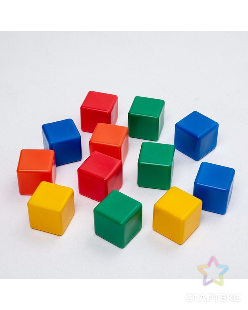 Набор цветных кубиков, 6 × 6 см, 12 штук арт. СМЛ-42085-1-СМЛ0001180367 2