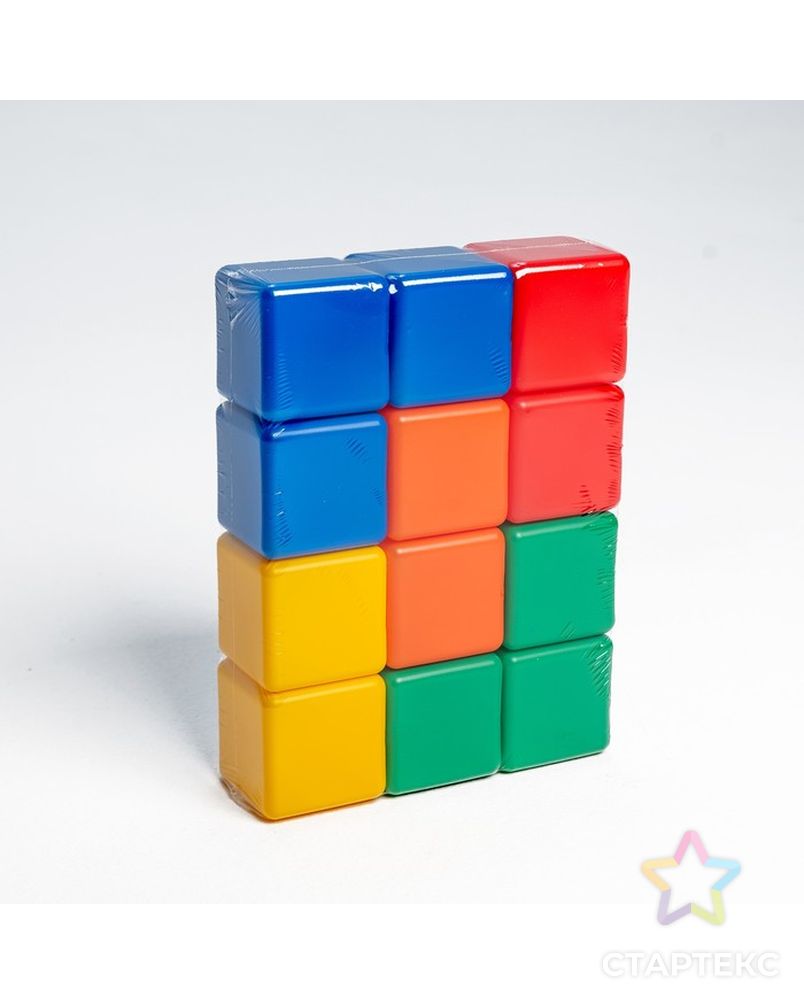 Набор цветных кубиков, 6 × 6 см, 12 штук арт. СМЛ-42085-1-СМЛ0001180367 3