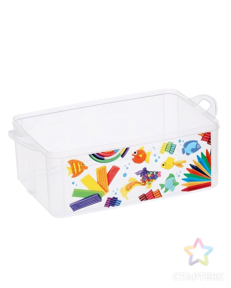Ящик для игрушек с аппликацией ART BOX, 2 секции 2 + 3 л, с крышкой и ручкой, бесцветный арт. СМЛ-104546-1-СМЛ0001199470 3