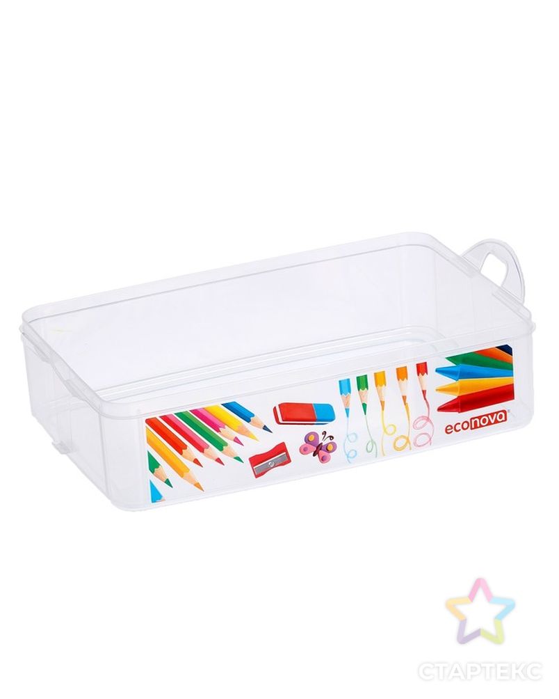 Ящик для игрушек с аппликацией ART BOX, 2 секции 2 + 3 л, с крышкой и ручкой, бесцветный арт. СМЛ-104546-1-СМЛ0001199470 4