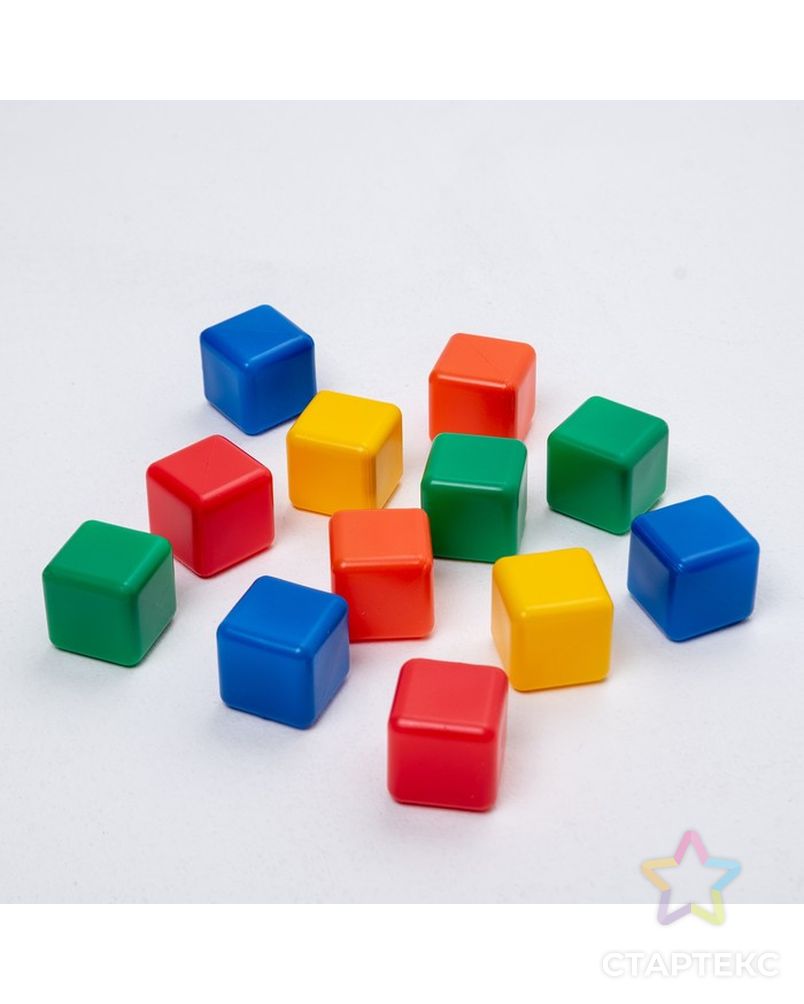 Набор цветных кубиков, 12 штук, 4 х 4 см арт. СМЛ-104829-1-СМЛ0001200601 2