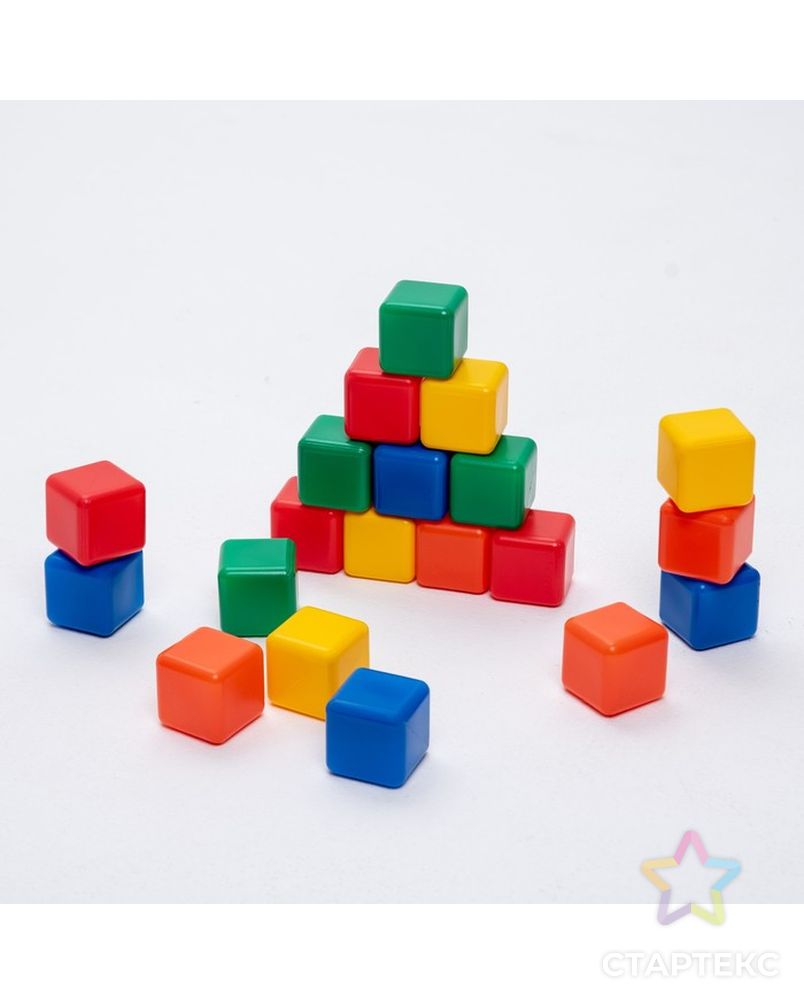 Набор цветных кубиков, 20 штук, 4 × 4 см арт. СМЛ-42088-1-СМЛ0001200603 1