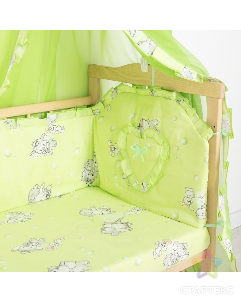 Комплект в кроватку "Слонята" (5 предметов), цвет зелёный (арт. 51/1) арт. СМЛ-22081-1-СМЛ1208644 5