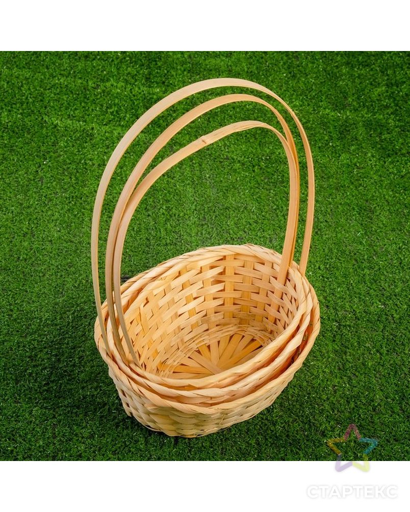 Набор корзин плетёных, бамбук, 3 шт., натуральный цвет, средние арт. СМЛ-113306-1-СМЛ0001211441 2