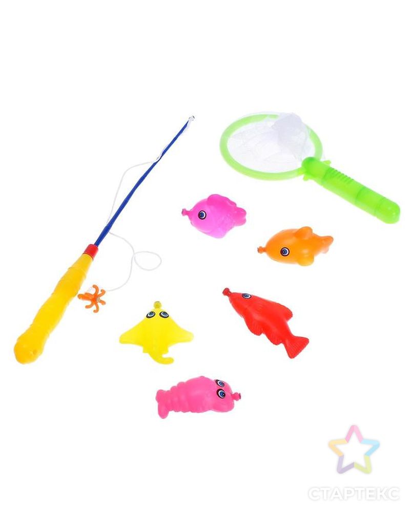 Рыбалка магнитная «Морские жители», 8 предметов: 1 удочка , 1 сачок, 5 игрушек, цвета МИКС арт. СМЛ-120215-1-СМЛ0001227815 4