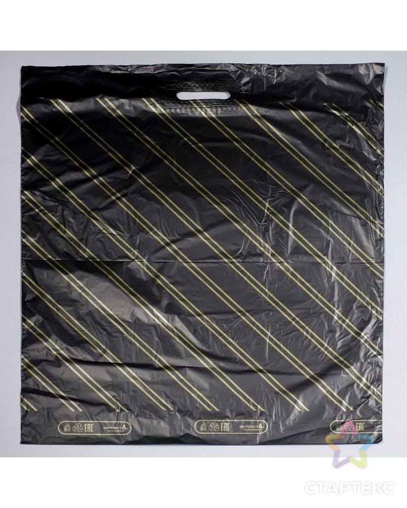 Пакет "Золотая полоса", полиэтиленовый с вырубной ручкой, 60 х 70 см, 40 мкм арт. СМЛ-112200-1-СМЛ0001233986 1