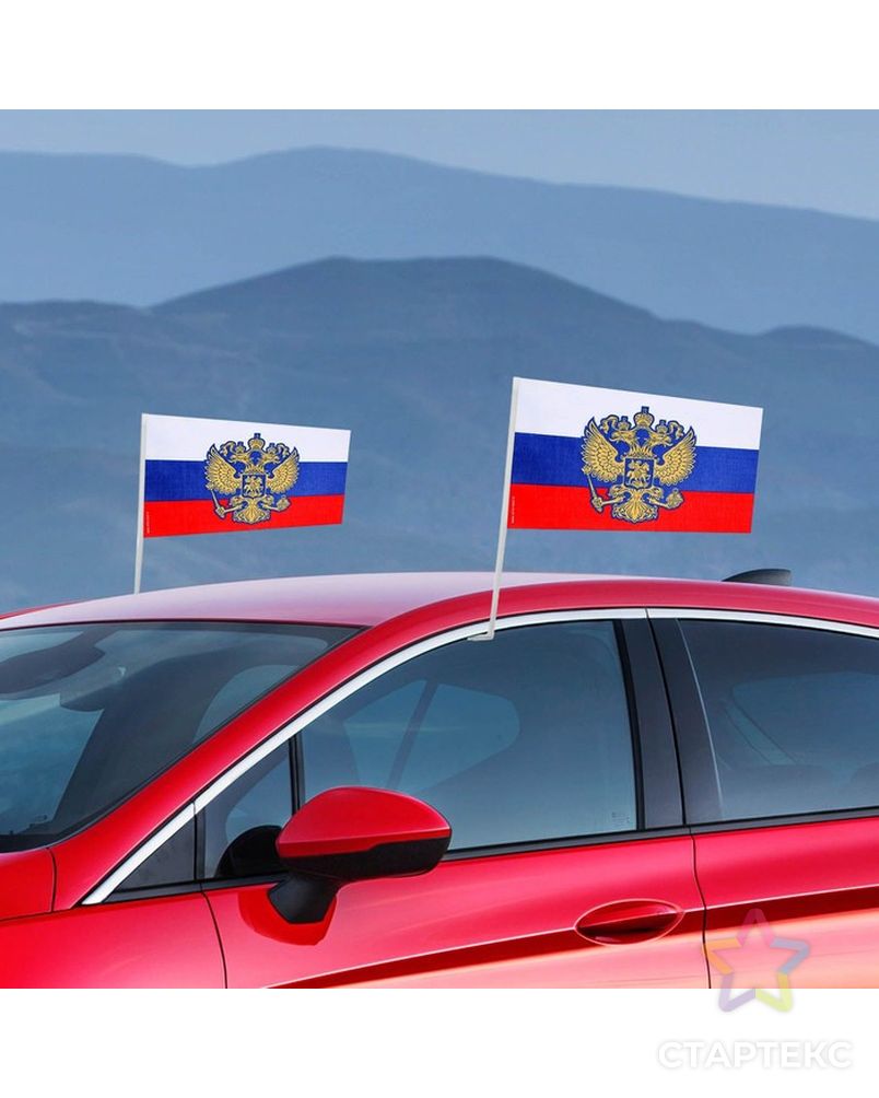 Флаг автомобильный «Россия», 2 шт арт. СМЛ-42591-1-СМЛ0001235991 6