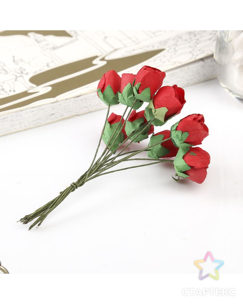 Декор для творчества "Чайные розы" (1 набор=1 букету) 12 цветков) d=3 см арт. СМЛ-820-1-СМЛ1236175 2