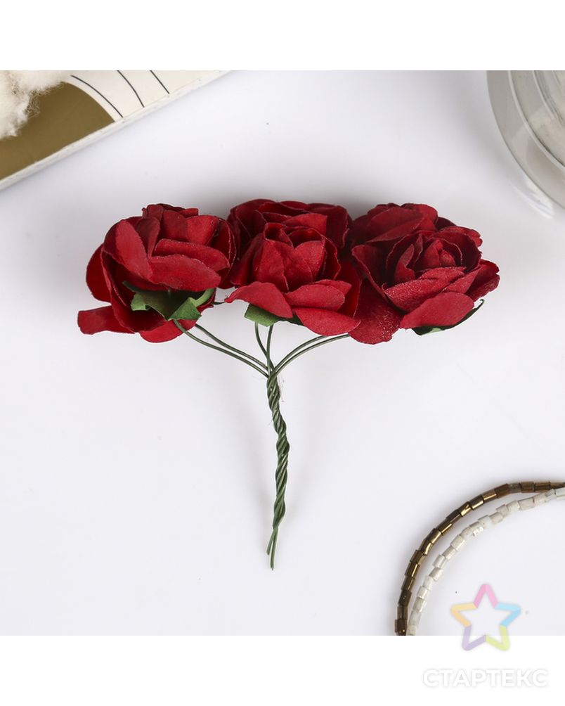 Декор для творчества "Розы" (1 набор=1 букету), 12 цветков арт. СМЛ-821-1-СМЛ1236176 3